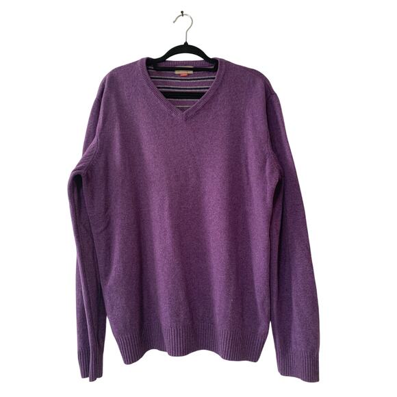 John Lewis Men Wool & Cashmere Blend Purple Sweater V Neck Size Large - Picture 1 of 5